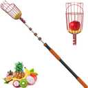 LAANPOLE 26FT Reach Fruit Picker Pole with Basket Telescoping, Apple Picker with 5-20FT Telescoping Pole for Apple Orange Lemon Mango Avocado Guava Fruit Picking