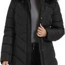 BINACL Women's Fashion Hoodie Thickened Black Jacket, Down Alternative Spring Gift Parka Puffer Cotton Padding Outwear Climbing Long Sleeve Jacket with Fur Hood Great with Sweaters(Black,XL)