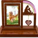 Pet Memorial Gifts for Dog Picture Frame with Rainbow Bridge, Wooden Rotating Picture Frame 4x6 Photo, Pet Loss of Dog Sympathy Gift for Cat Bereavement Remembrance Keepsake (11.2in)