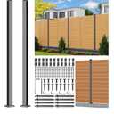 6FT 201 Stainless Steel Heavy Duty Fence Post for Wood Slats(Serial Post), Outdoor Ground Install Wooden Privacy Fence Panels Posts Matte Black 2Pack