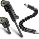 Black 105 Degree Right Angle Drill Bit Holder, 1/4" Hex Shank Driver and Flexible Angle Extension Bit Kit for Screwdriver & Drill