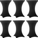 Cocktail Table Covers - 6 Pack 32x43 Inch Table Cloth - Black Fitted Stretch Spandex Round High Top Tablecloth for Party, Bar, Birthday, Pub, Banquet
