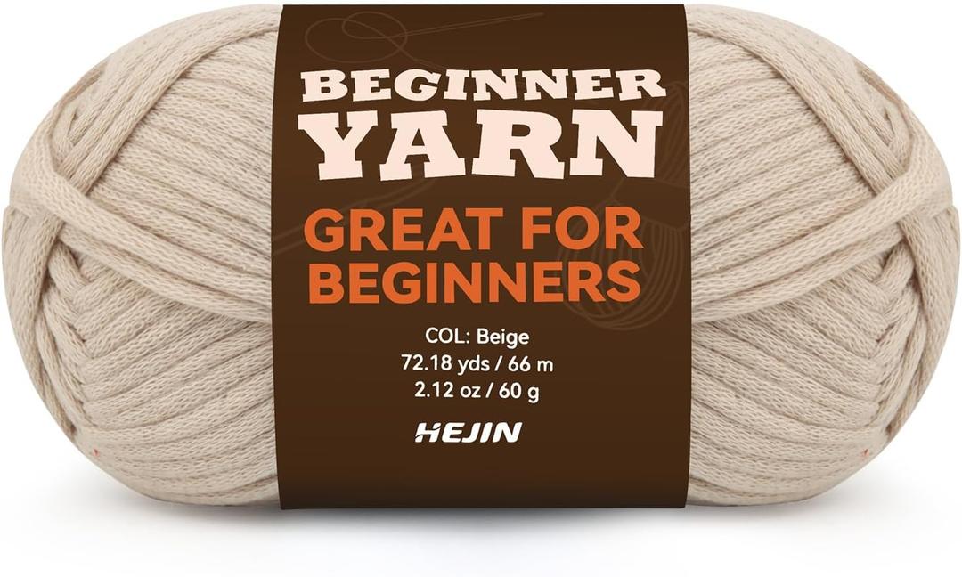 60g Beige Yarn for Crocheting and Knitting;66m (72yds) Cotton Yarn for Beginners with Easy-to-See Stitches;Worsted-Weight Medium #4;Cotton-Nylon Blend Yarn for Beginners Crochet Kit Making (1PACK, Vanilla Cream(13))