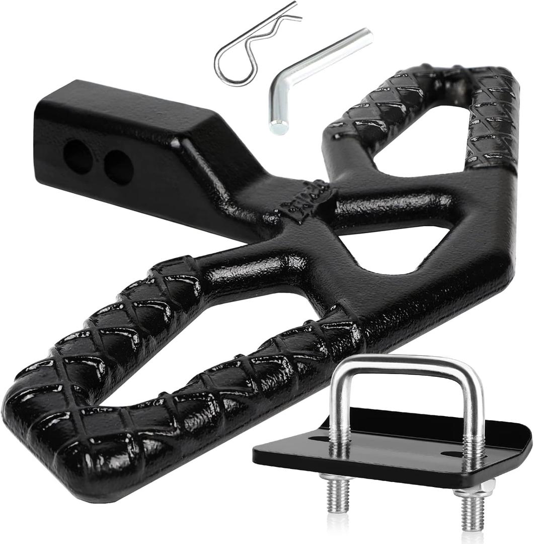 Eapele Tow Hitch Step for 2 inch Receiver, Universal Anti Slip Bumper GuardStrong Steel 10000lbs Maximum Load, for Trailer Tow Truck Pickup SUV Pickup Van RV (Hitch Step with the Tightener)