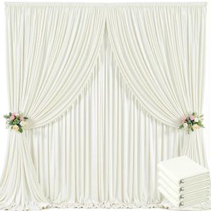 20ft x 10ft Ivory Backdrop Curtain for Wedding Ivory Wrinkle Free Backdrop Drapes Panels for Parties Baby Shower Bridal Shower Birthday Photo Photography Polyester Fabric Background Decoration