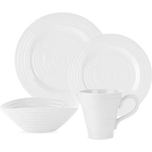 Portmeirion Sophie Conran White 4 Piece Place Setting | Dinner Plate, Salad Plate, Cereal Bowl, and Mug | Made from Porcelain | Microwave and Dishwasher Safe