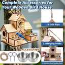 Bird House for Outdoors, 4-Hole Hanging Birdhouse, Bluebird House with Stainless Steel Feeding Tray, Cedar Wood Nesting Box for Wrens, Chickadees and Swallows