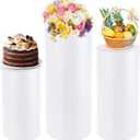 FAHKNS Cylinder Stands for Party, 3pcs Round Pedestal Stand | White Cake Stand for Wedding, Party, Birthday, Party Flowers, Display Columns cilindros para fiestas redondos blancos