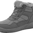 ChayChax Women's Winter Snow Boots with Fur Lined Lightweight Ankle Booties Anti Slip Comfortable Warm Winter Shoes (8.5, Grey)