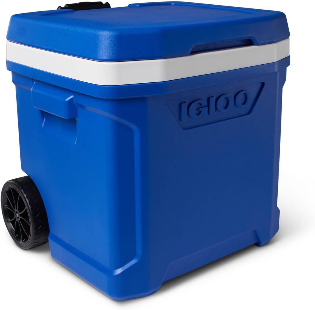 Igloo Cooler with Wheels, Profile II 28 Qt Hard Sided Ice Chest - Portable Insulated Container with Leak-Proof Design for Outdoor Use (Blue)