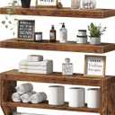 QEEIG Bathroom Floating Shelves for Wall - Shelf Over Toilet Paper Storage Farmhouse 24 inch Set of 3, Rustic Brown (028-60BN3)