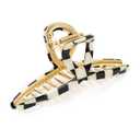 Hair Claw Clips Big Hair Claw Butterfly Hair Claw for Women Acetate Metal Hair Clamps 4.7" Large Hair Accessories for for Long Thick Hair 1 Pcs (Black&White Checker)