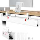 Univivi No Drill Under Desk Cable Management Tray, 36" Cord Organizer for Table, Clamp/Screw Mount Desk Cable Management, Premium Fabric Cable Management Tray for Office, Home (White)