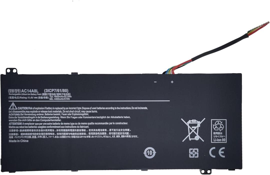 AC14A8L Replacement Laptop Battery Compatible with Acer V15 Nitro Aspire VN7-571 VN7-591 VN7-571G VN7-791G VN7-791 Series AC14A8L 3ICP7/61/80-11.4V 52.5Wh