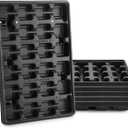 24 Cell Nursery Pots Trays 5 Pack (17"x11"x1.6"), Reusable Plant Pot Tray for Holding 2.8 inch (7CM) Square Nursery Pots, Durable Plastic Carrying Seed Starter Tray with Drain Holes (Black)