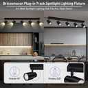 Plug in Track Lighting, 30" LED Track Light Fixtures Ceiling, Black 5 Way Ceiling Lights for Kitchen, 15FT Cord, Rotatable Light Head, Rocker Switch, Plug Spotlight for Bedroom Hallway(GU10, NO Bulb)