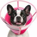 AOFITEE Dog Cones for Medium Dogs, Soft Dog Cone Collar After Surgery, Adjustable Cone for Dogs to Stop Licking, Translucent Pet E-Collar Alternative for Wound Healing(Pink, Medium) (M)