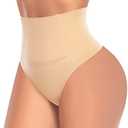 Werena Tummy Control Thong Shapewear for Women High Waist Shaping Underwear Seamless Body Shaper Panties Girdle Size S