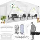 COBIZI Canopy 10x20 Pop Up Canopy Tent with 6 Sidewalls Easy Pop Up Tent 10x20 Waterproof Commercial Instant Shelter UPF 50+ Portable Gazebo Wedding Tents for Parties Carport Vender Events (White)