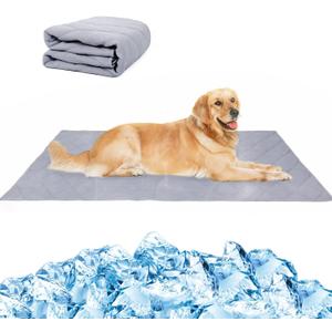NACOCO Pet Summer Cooling Blanket 31.5" x 43.3" Double-sided availability Mat Dog Throw Puppy Self Cat Pad Bed Cover for Home Outdoor Sofa Sleeping Washable Portable Lightweight Small to Large(Grey,M)