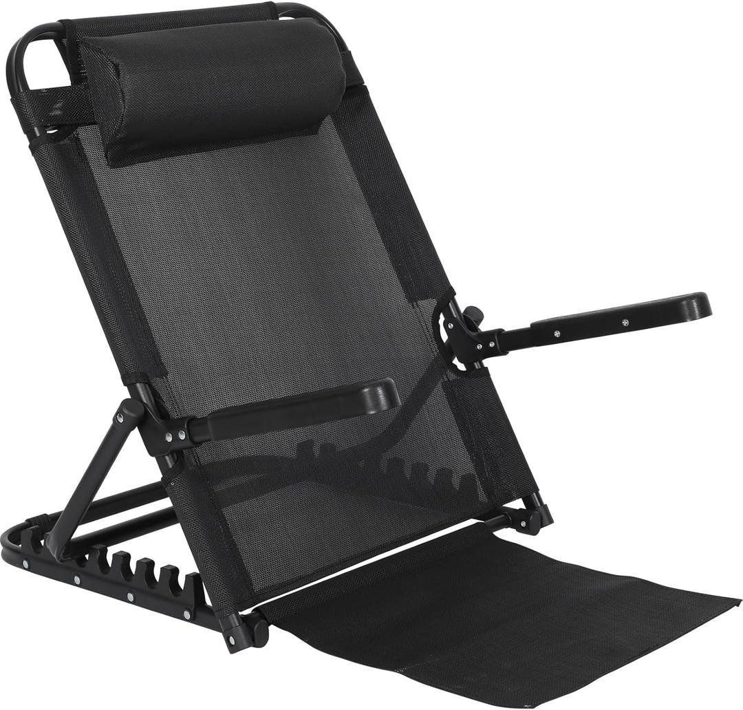 Adjustable Lifting Bed Backrest with Armrest Large Folding Bed Rest Sitting up Multifunction Portable Backrest Support with Pillow for Neck Head Lumbar Elderly Patient Read Eat