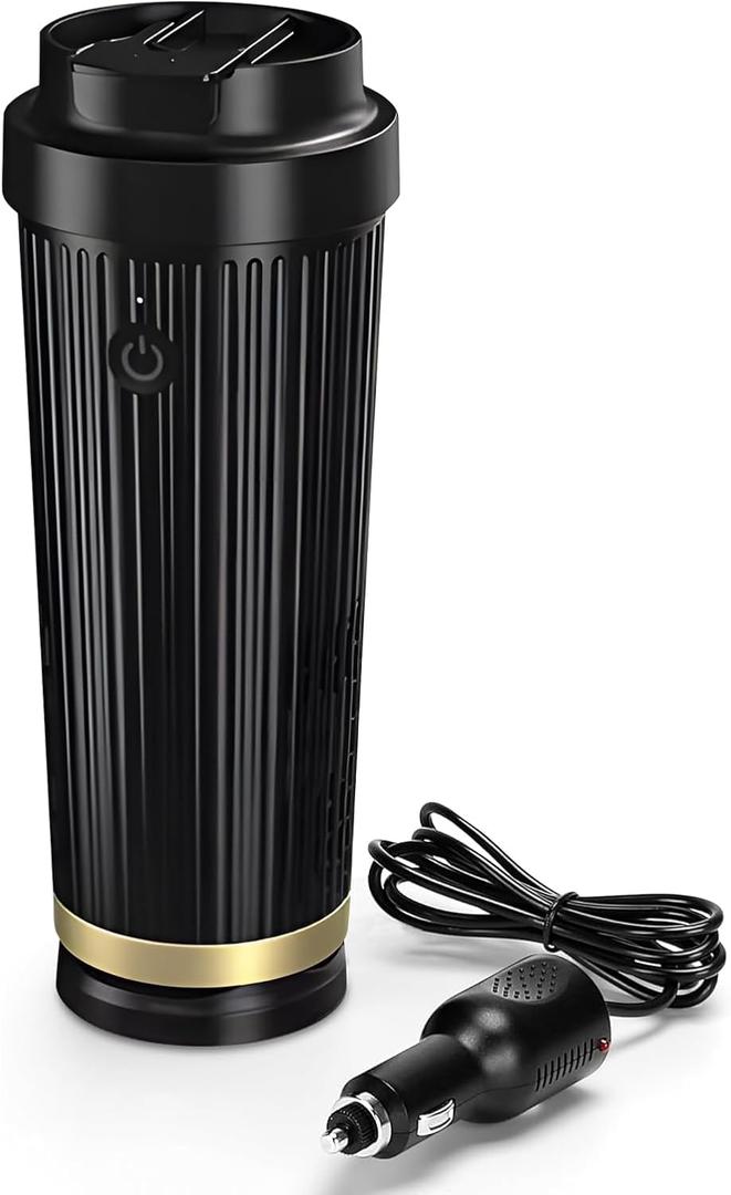Heated Cup,Car Cup Holder,Intelligent Cooler Mug|One Touch Switch|12 OZ Coffee Mug|Car Smart Heating & Cooling Bottle,Car Coffee Warmer,Chirstmas Gift for Parents and Friends (Black)