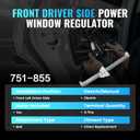 751-855 Front Left Driver Side Power Window Regulator with Motor 6 Pins