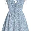 CIDER Womens Floral Spaghetti Strap Dress Summer Cute Vacation Sundress Dress Blue (Blue, L)