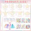 34 Pcs Make Your Own Princess Wand Kit 16 Unfinished Star Butterfly Crown Moon Fairy Wood Stick 6 Gem Stickers 4 Satin Ribbons 8 Mesh Decor for Princess Cosplay Party Accessories DIY Art Craft Making