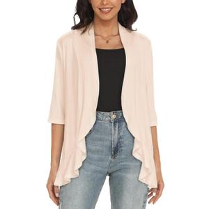 Argstar Women's 3/4 Sleeve Cardigan (S-3XL) (Large, Beige)