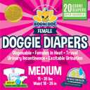 Bodhi Dog Disposable Female Dog Diapers - Super Absorbent Dog Diapers for Female Heat Cycle - Adjustable Fit Pee Wraps for Potty Training, Moisture Control & Wetness Indicator - Medium (20 Count)