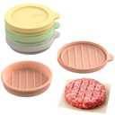 kayaso Silicone Hamburger Patty Mold Set, Reusable Burger Press with Lid, Food-Grade Nonstick Patty Mold for Beef, Chicken & Veggie Burgers, Easy Release, Multicolor (Soft Pastel)