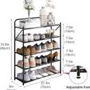 5 Tier No-Assembly Shoe Rack, Foldable Shoe Rack Organizer Without Installation, Portable Solid Metal Shoe Shelves for Closet, Entryway, Front Door Entrance