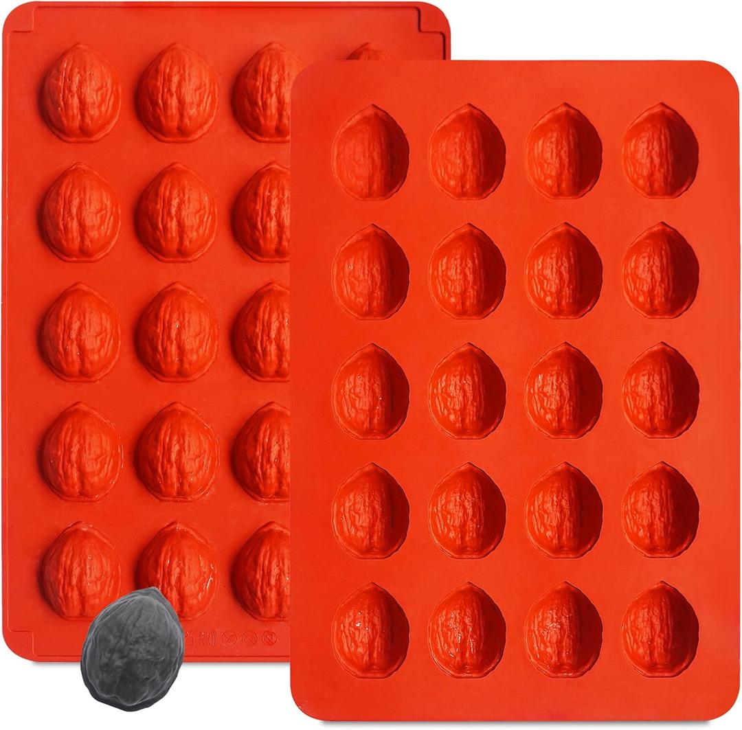2Pcs Walnut Cookie Maker Silicone Molds, 20-Cavity Oreshki Mold Maker Walnut Cookie Molds for Baking, Walnut Cookie Maker for Cookies