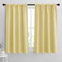 RYB HOME Blackout Curtains for Bedroom - Thermal Insulating Privacy Window Curtains for Kids Nursey Dining Bathroom Home Office Decor, Width 42 x Length 45 inches, Light Yellow, 2 Panels
