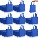 Jexine 100 Pcs Non Woven Bags Reusable Gift Bag with Handles Shopping Tote Grocery Goodie Party Treat Bags Favors(Royal Blue)