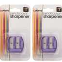 Officemate Achieva Twin Pencil and Crayon Sharpener, Box of 12, Assorted Translucent Colors (30230) 2pcs