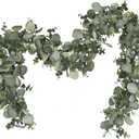 Dolicer 2 Packs 6FT Artificial Eucalyptus Garland, Faux Greenery Garland Hanging Fake Silver Dollar Eucalyptus Leaves Vines for Wedding Backdrop Arch Table Wall Party Home Decor (Grey Green)