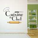 Wall Decal Cuisine Du Chef Cute Home Wall Sticker Cuisine Du Chef with Cute Utensils Removable - Size: 30 in(W) x 24 in(H) (Multi)