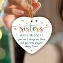 2 x Sister Christmas Ornament 2025 - Sisters are Like Stars Keepsake Gift, Appreciation Sister Gifts for Christmas, Birthday, Exchange Gifts for Friends, Soul Sisters, Ceramic Ornament for Hanging Decor