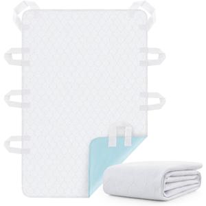 Incontinence Bed Pads Washable for Adults: Positioning Transfer Bed Pads Waterproof for Elderly with 8 Handles, Reusable Bed Underpads for Seniors & Bedridden Patients, Bedwet Kids, 34x52 Inch (34x52-1 pcs-white)