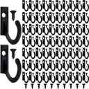 Zhehao 100 Pieces Key Hooks Jewelry Small Hook Key Hanging Small Wall Mounted Single Hook Robe Clasp Coat Hooks and 110 Pcs Screws for Hanging Hat, Scarf, Bag(Black,100 Pieces)