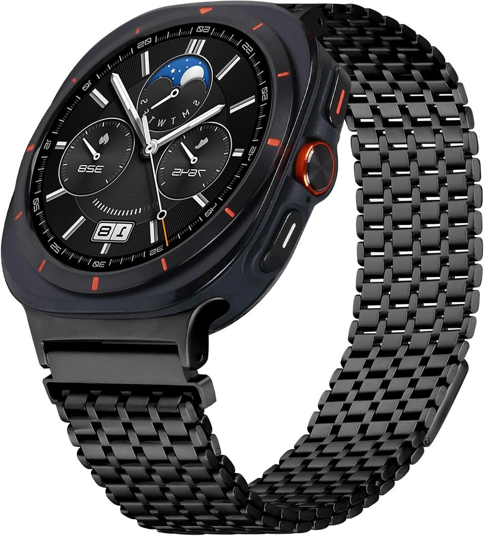 Compatible With Galaxy Watch Ultra Bands 47mm (2025/2024) Men Business Casual Ultrathin Magnetic Metal Stainless Steel Galaxy Watch 7 Ultra Bands
