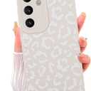 ZIYE Galaxy S24 Plus Case White Leopard Pattern Phone Case with Camera Protection,Soft TPU Silicone Rubber Protective Cover Cheetah Design Cases Compatible with Samsung Galaxy S24 Plus