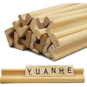 Yuanhe Set of 12 Wooden Scrabble Tile Holders Letter Replacement Racks Word Tray for Crafts and Game Stands