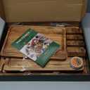 Acacia Wood Cutting Boards for Kitchen, Premium Wood Cutting Board Set with Holder, Chopping Board with Grooves and Built-in Handles, Wooden Charcuterie Board Trays for Meat, Fruit, Cheese (Large)