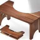 7 Inches Acacia Wood Toilet Stool Squat for Adults,Foldable Poop Stool for Bathroom,Portable Potty Step Stool with Non-Slip Strip,No Assembly Required