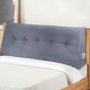 Headboard Pillow King Bed Wedge Pillow for Dorm, Daybed, Back Support, Sitting Up, Reading, Relaxing, Dark Grey (70x8x20in)