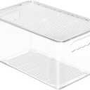 Vtopmart 1 Pack Clear Stackable Storage Bins with Lids, Medium Plastic Containers with Handle for Pantry Organizer and Storage,Perfect for Kitchen,Fridge,Cabinet, Closet,Bathroom Organization