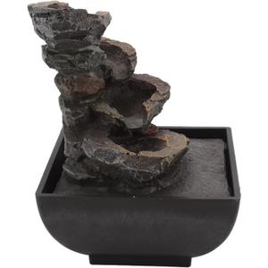 Mini Tabletop Fountain, 4 Tiers Waterfall Fountain Indoor Coloured LED Lights Desk Water Fountains for Home Office Decor(#3)